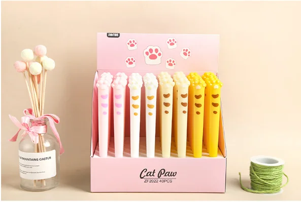 Multi Random Gel Pen Wholesale Cute Cat Claws Soft Glue Neutral Pen Students Creative Pen Stationery Writing Tools 40pcs/Lot 0.5mm GP658 - Цвет: Multi Random