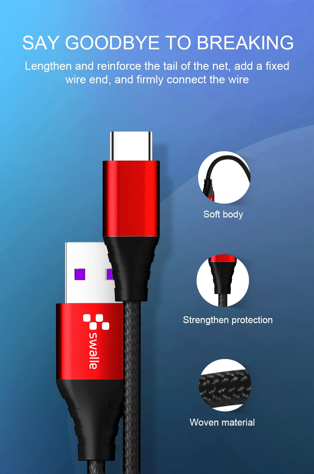 Swalle Micro USB кабель 3A нейлоновый провод для быстрого заряда для iPhone samsung Xiaomi Android type-C мобильный телефон usb зарядный шнур