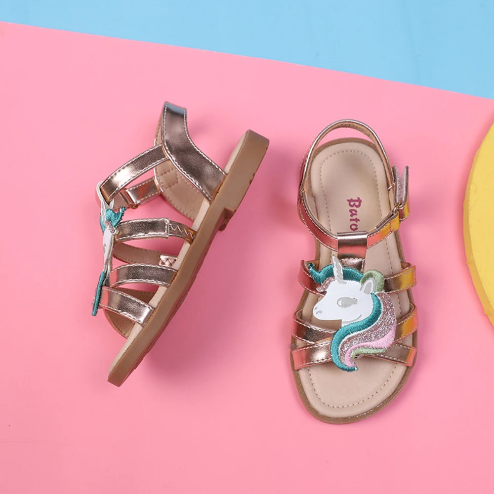 Little Girls Kids Sandals Unicorn Summer Toddler Girls Birthday Party Sandals Baby Girls Princess Shoes Performance Rose Gold 3t