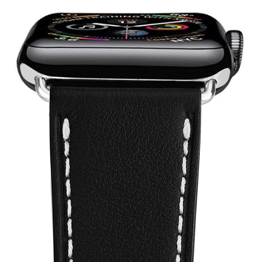 Ремешок для Apple Watch Series 5 40 мм 44 кожаный ремешок iWatch 1 2 3 38 42 черный браслет женщин и
