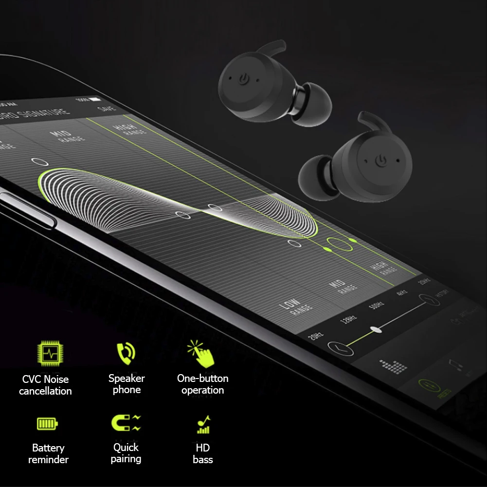 TWS Bluetooth наушники истинные беспроводные стерео IPX7 спортивные наушники HD Бас Звук Наушники CVC гарнитуры для спортзала бег