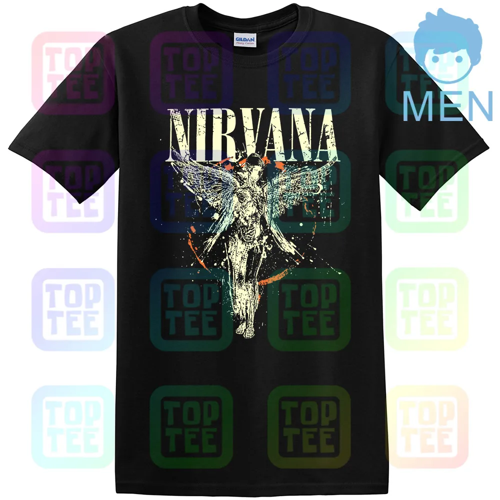 MEN-BLACK NIRVANA IN UTERO Альбом Футболка Мужская рок-музыка футболка мужская черная живая нация NWT - Цвет: MEN-BLACK