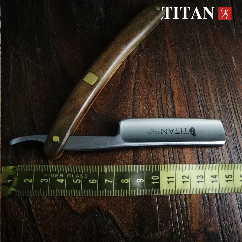 Titan  straight razor Green sandal wood handle old fashioned straight razor for men shaving 2
