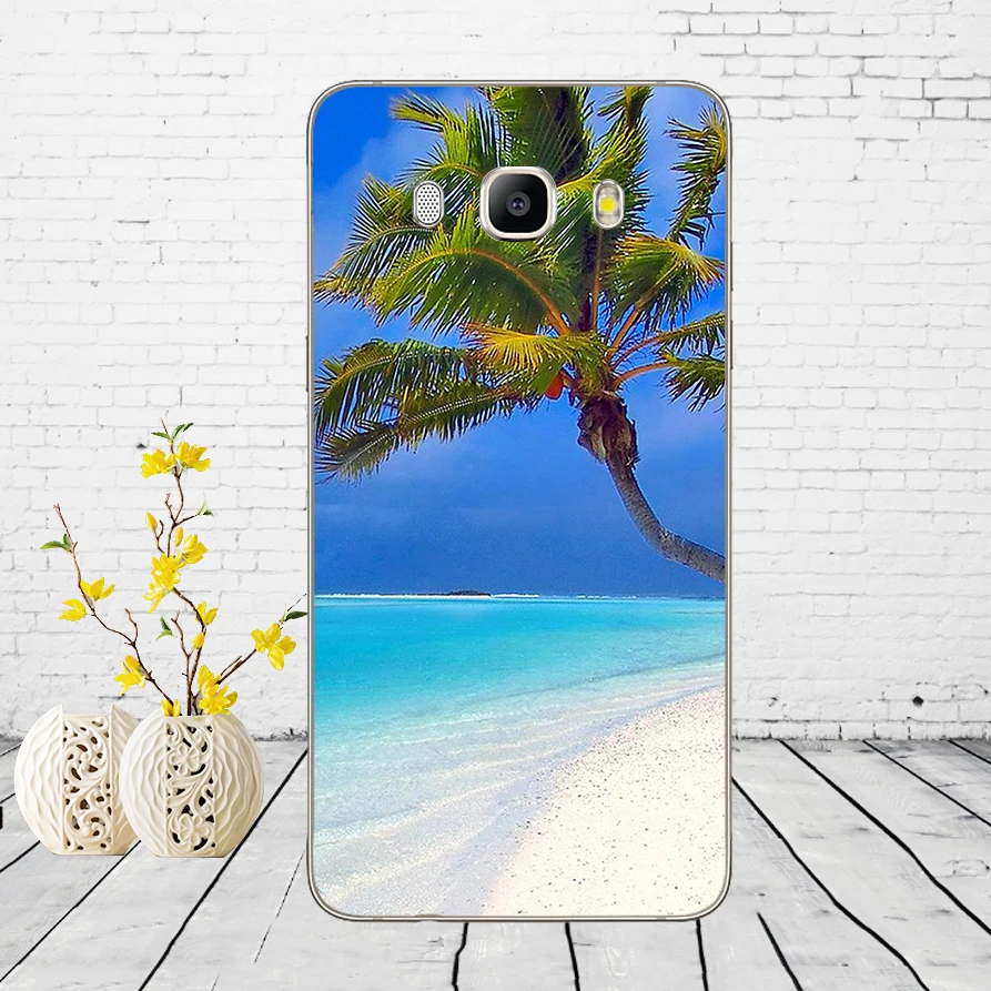Летний пляж на закате на море пальмы чехол с елкой Крышка для samsung Galaxy a3 a5 A6 A8 j3 j5 j7
