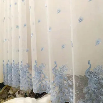 

Nordic Style Embroidered Window Screen Wild Screen Curtain Suitable for Living Room Bedroom Window Screen Peacock Screen