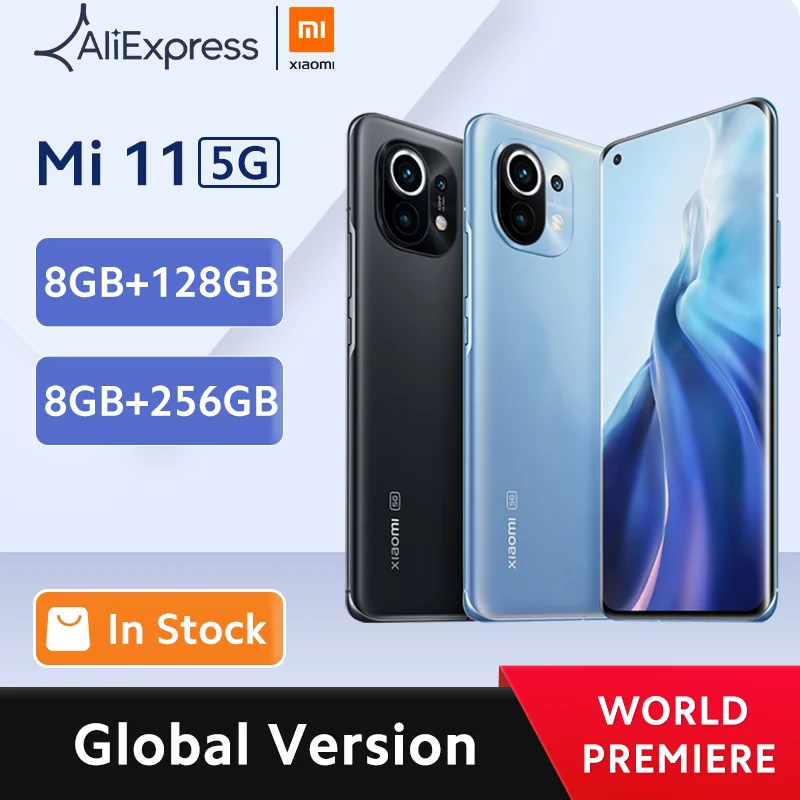 【World Premiere】Global versión Xiaomi Mi 11 Smartphone 8GB RAM 128GB ROM Snapdragon 888 Octa Core 55W de carga rápida 120Hz AMOLED