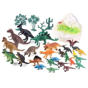 

26Pcs/Set Mini Dinosaur Figures Fake Tree Hill Model with Bucket Education Toy