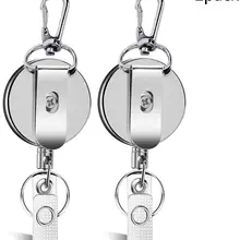 zayex 2pcs New Retractable Pull Key Ring ID Badge Lanyard Name Tag Card Holder Recoil Reel Belt Clip Metal Housing Metal Covers