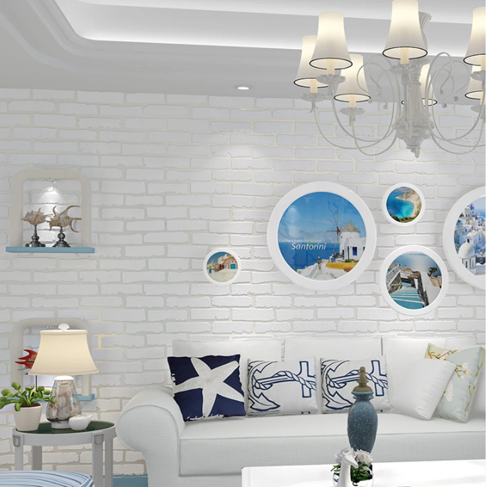 QIHANG Chinese Style Minimalist Imitation Brick Pattern 3D Non-woven Clothing Store Wallpaper Pure White Color 0.53m*10m=5.3m2 |