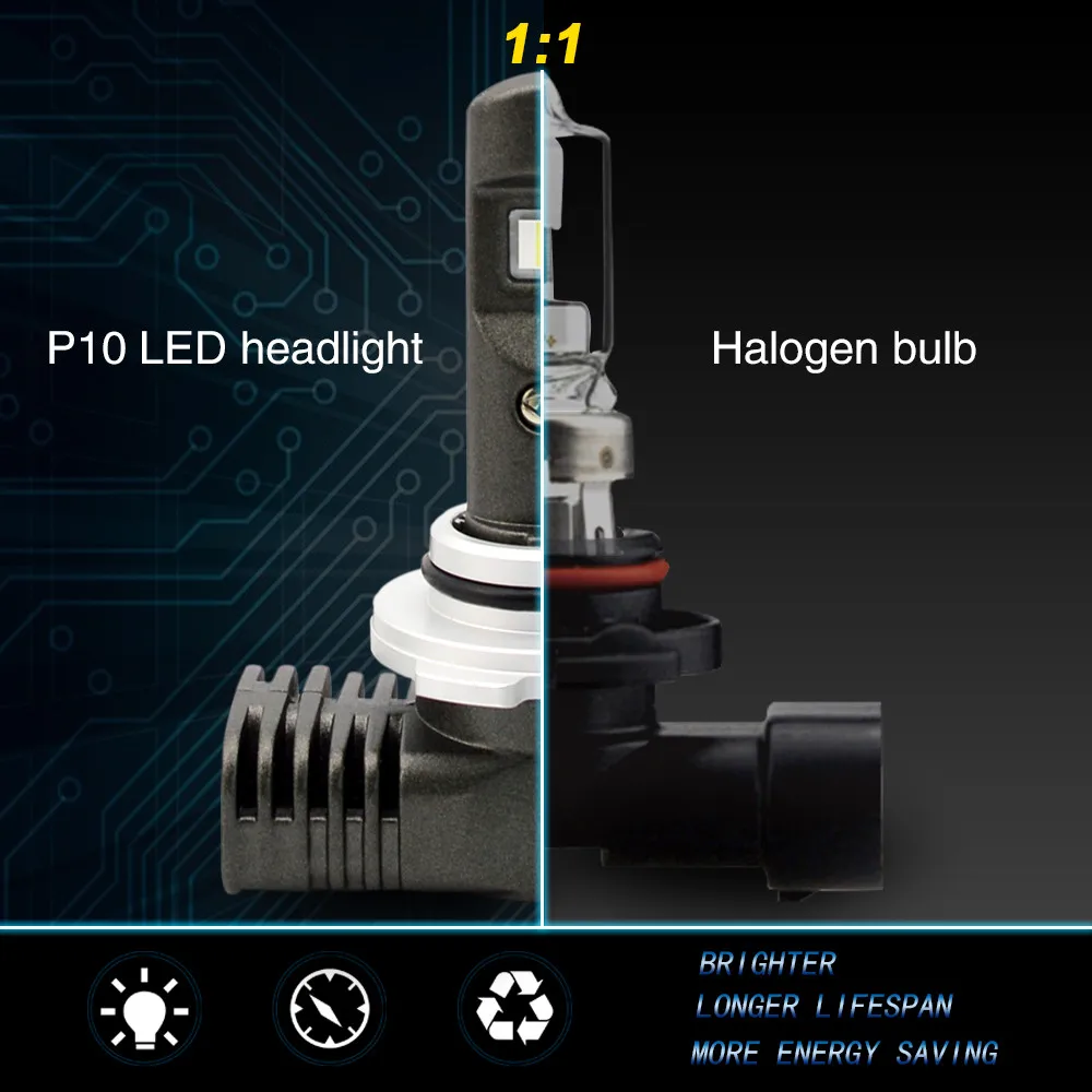 EURS P10 автомобилей головной светильник H7 светодиодный H8 светодиодный H11 H10 H16 5202 9005 9006 P13W PSX24W D1 D2 50W 6500K 12V 24V Авто противотуманных фар с возможностью креативного светильник лампочка