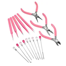 Alicates rosas de 6 estilos, Kits de herramientas para hacer joyas, herramienta de cuchara de aguja, Alicates de punta redonda, pinzas laterales para hacer bricolaje