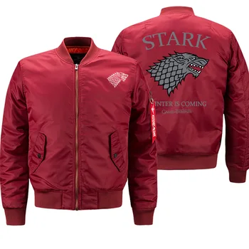 

House Stark Of Winterfell Mens Army Jacket Men 2019 Hot Sale Winter Is Coming Bomber Coats Fashion Streetwear Military Oversize