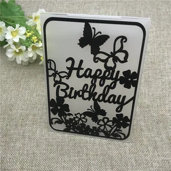

Flower happy Birthday print DIY Plastic Embossing Folders for DIY Scrapbooking Paper Craft/Card Making Decoration Supplies
