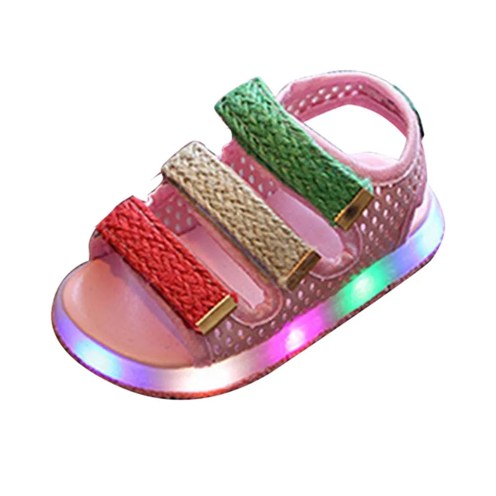 Розовый 1 Pair Baby Sandals Summer Beach Kids Casual Shoes with LED Lights Sole Hot Sales - Цвет: Розовый