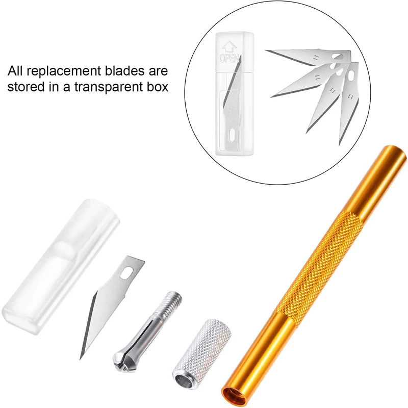 금속 유틸리티 나이프 조각 공예 나이프 공예품에 대 한 30pc 블레이드와 종이 커터 모델 키트 골 판지 플라스틱 패브릭 나무