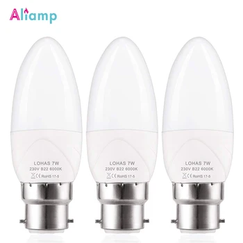 

B22 LED Candle Light Bulbs 7W Bayonet Lamp 70W Equivalent Warm Cold White 2700K to 6000K Small Edison Screw Base Lightbulb 3Pack