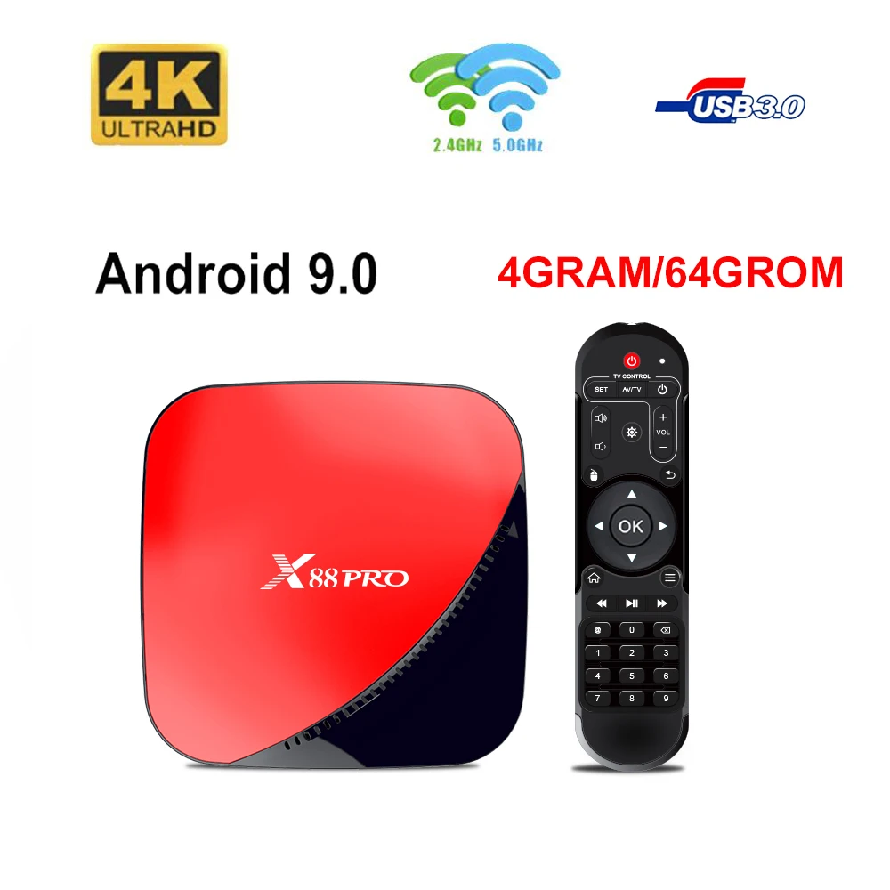 LEMFO X88 PRO tv BOX Android 9 0 4G 64G wifi 2 4G/5G Rockchip RK3318 4K Поддержка HDMI YouTube Smart Box | Электроника