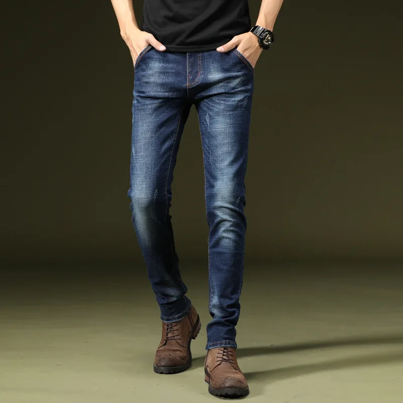 

New Style Autumn MEN'S Jeans Fashion Elasticity Slim Fit Skinny Pants Korean-style MEN'S Casual Trousers
