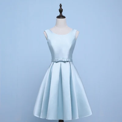 Розовое короткое платье подружки невесты Vestido Azul Marino плюс размер длинное пикантное платье для выпускного из тафты для свадебной вечеринки короткие платья шампанского - Цвет: A short blue