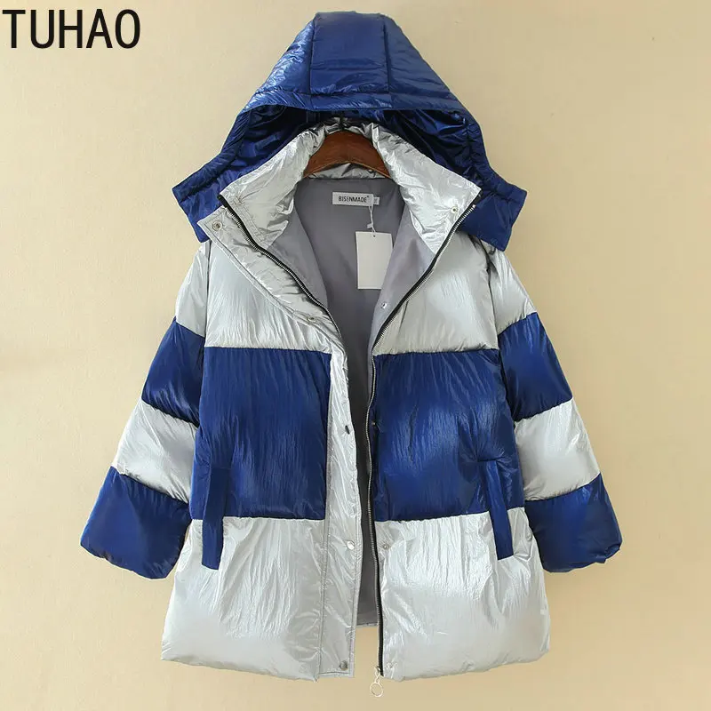 TUHAO, зимняя полосатая куртка, женские парки,, зима, теплая, плюс размер, 4XL, 5XL, толстое пальто с капюшоном, женский пуховик, LZ82