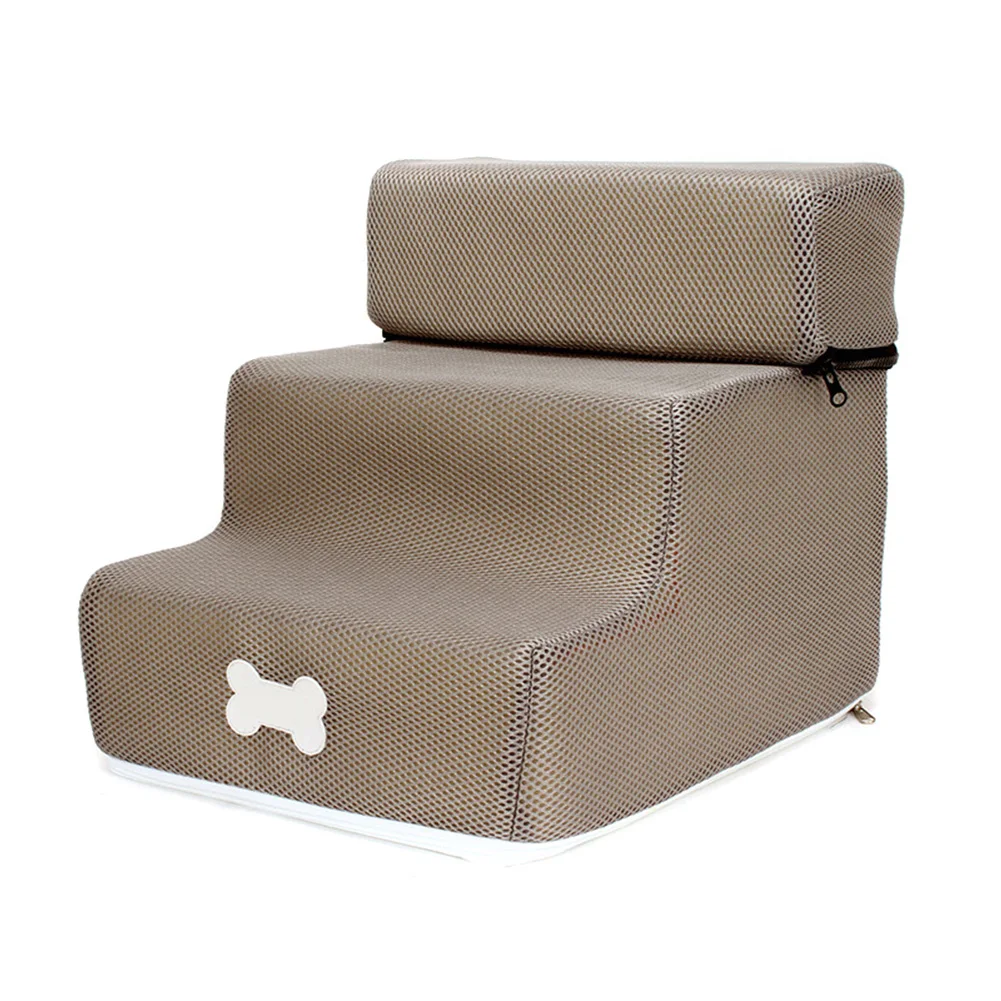 khaki mesh cloth Новые Pet кожа/сетка лестничные ступени собака Съемная 3-история лестница моющиеся лестница для кошек, собак, XOA88 - Цвет: khaki mesh cloth
