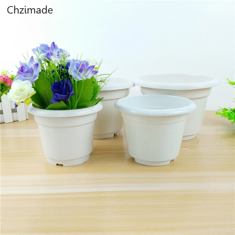 Chzimade 10 шт./Партия круглый пластиковый цветочный горшок белый посадочный горшок для цветочных суккулентов Diy украшения дома