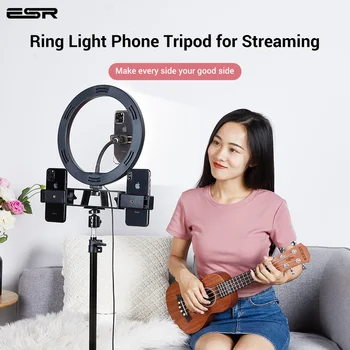 

ESR Phone Holder for Live Activity Adjustable LED Light Dimmable Support USB Power 160CM Height Photography Phone Stand Holder