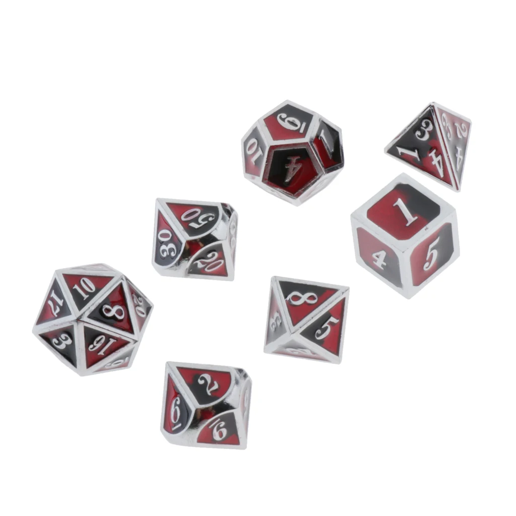 7pcs Embossed Metal Multi-sided Polyhedral Dice Set for Dungeons and Dragons Dice MTG DND RPG Table Games Board Game D20 D12 Set