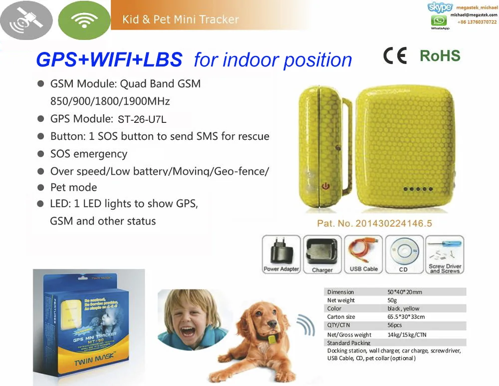 Точное позиционирование водонепроницаемый Wi-Fi трекер для питомца MT90W поддержка ошейника и трекера сумка анти-Потеря устройства для домашнего питомца персональное