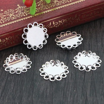 

20pcs 12mm Inner Size Silver Plated Brass Material Simple Style Cabochon Base Cameo Setting Charms Pendant Tray (A1-11)