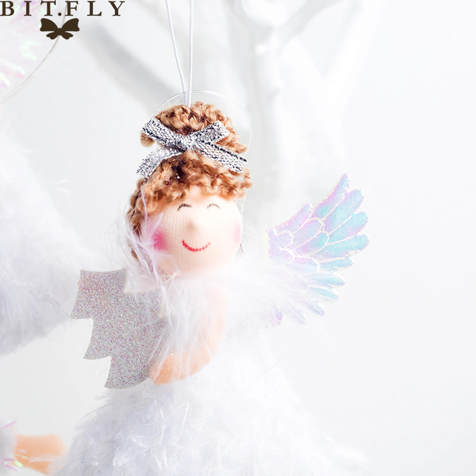 1 шт., Рождественская елка, орнамент, ангел, плюшевая кукла для девочек, подвесное украшение на Рождество, новогодние вечерние подарки для детей