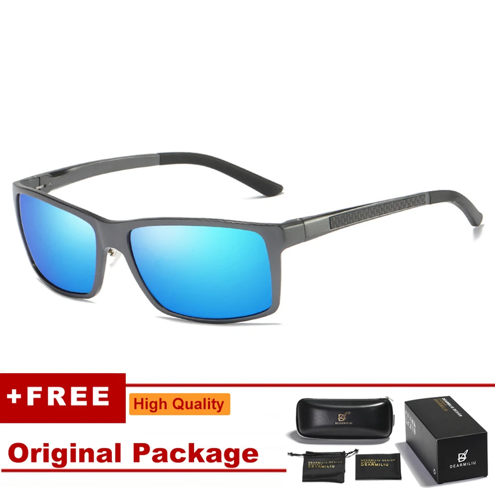 DEARMILIU Брендовые мужские Квадратные Солнцезащитные очки поляризационные вождения алюминиево-магния очки с зеркальным покрытием UV400 очки Gafas De So 8021 - Цвет линз: Blue