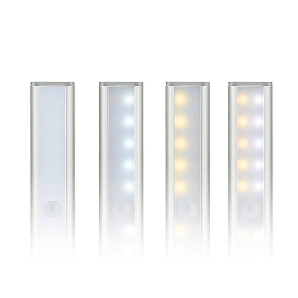 Двухрядный светильник для гардероба, белый и теплый светильник, 20LED, USB, перезаряжаемый, человеческий инфракрасный сенсорный светильник, беспроводной светильник для шкафа, нижний светильник