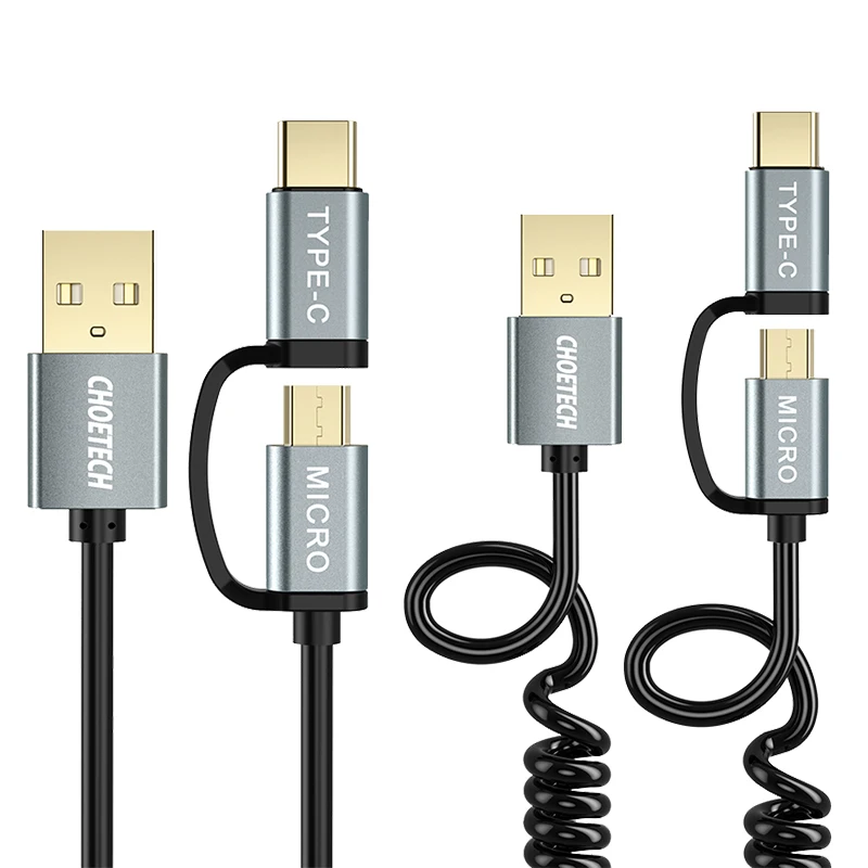 Синий CHOETECH 1,2 m 2-в-1 Тип usb C Micro USB кабель для huawei для зарядки и синхронизации данных для samsung S8 и Другое USB C устройствами Micro-USB - Цвет: Синий