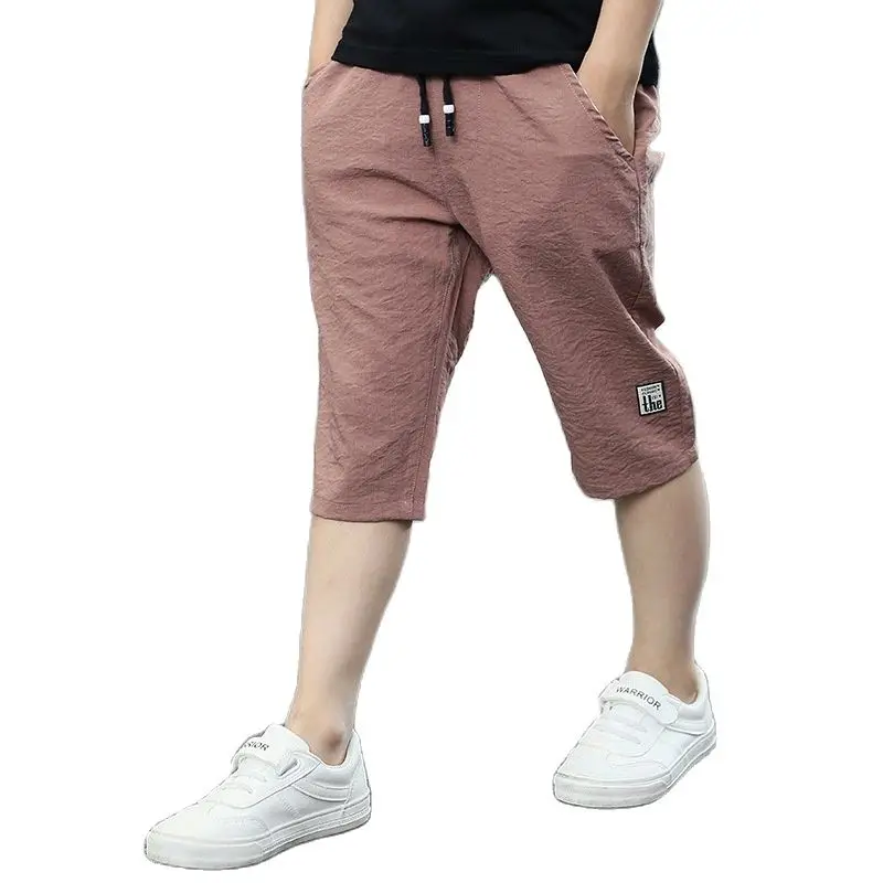 Boys Linen Cotton Shorts Knee Length 3-10Year Children Teenager Summer boys pants,kids pants