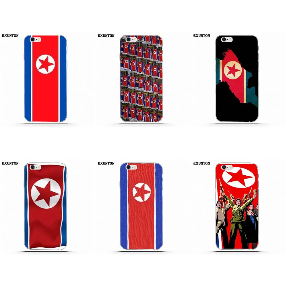 Мягкий чехол для телефона с принтом Apple iPhone 4 4S 5 5C SE 6 6S 7 8 Plus X North Korea Grunge Flag |