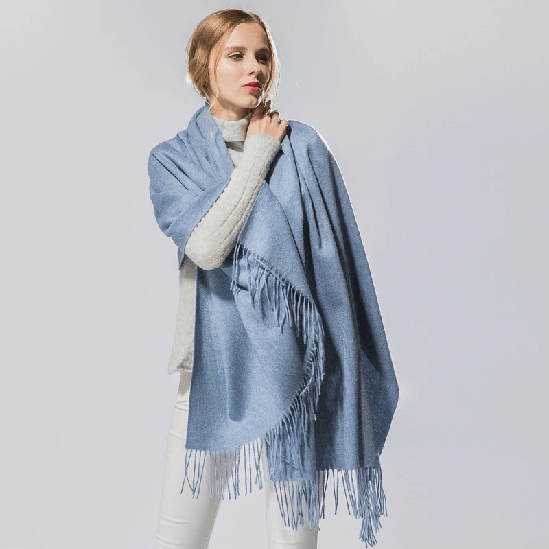 Wool Wraps Striped New Fashion Cashmere Scarves With Tassel Women Warm Winter Pashmina Thick Warm Wool Shawl Wrap Hot Sale - Цвет: c17
