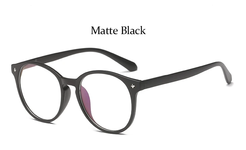 Matte Black Модный женский круглый синий светильник, светофильтр, очки, Ретро стиль, прозрачные женские очки, дизайнерский бренд, черная рамка для оптики oculos - Цвет оправы: Matte Black