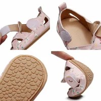 Infant Kid Beach Shoes Rubber Sole Anit-slip First Walker Toddle Baby Girl Shoes Princess Pu Hollow Solid Sandals 0-24Monthes 6