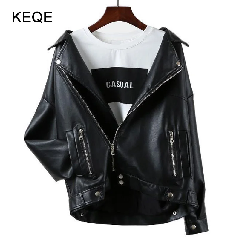 Куртка женская мотоциклетная на молнии асимметричная кожаная куртка BW063