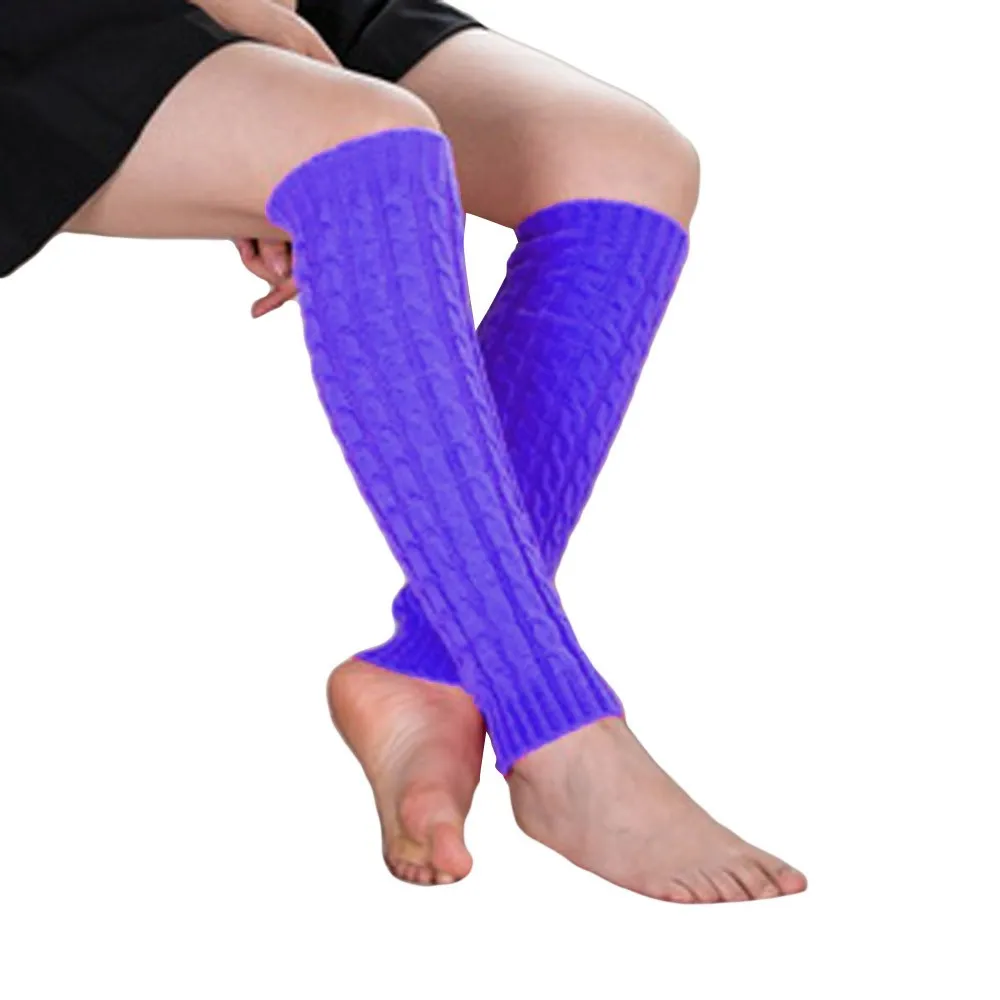 Woman Knitted Leg Warmers Socks Winter Warm Leg Knee Warmers Crochet Long Socks High Knee Socks Medias De Mujer#38 - Цвет: Purple