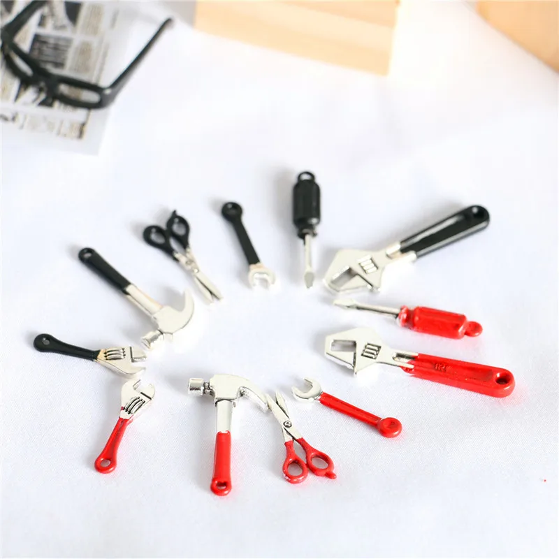 Mini Wooden Toolbox With Repair Tools Miniature Furniture Model Toys for Boy Play Tools Game & 1/12 Dollhouse Decora Accessories 4