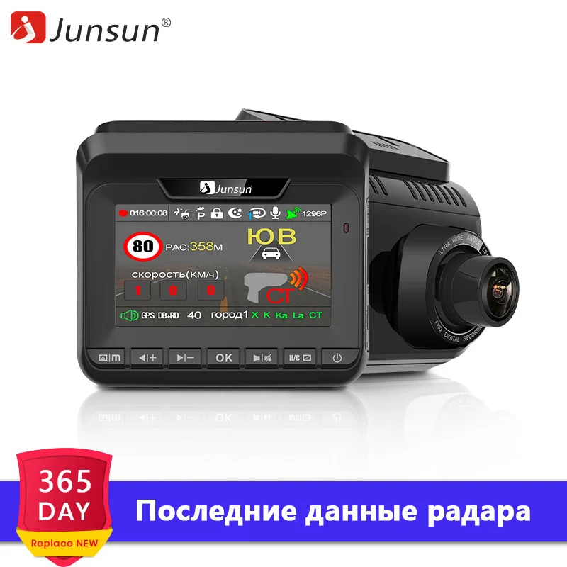

Junsun Radar Detector 3 in 1 Car DVR GPS Tracker Radar Camera Super HD 1296P LDWS 3 in 1 radar Antiradar Tripods Arrow Robot