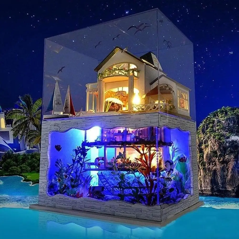 

DIY Double Layers LED Light Dollhouse Manual Assembling Model Toy Birthday Gift Fully exercise your hands-on ability