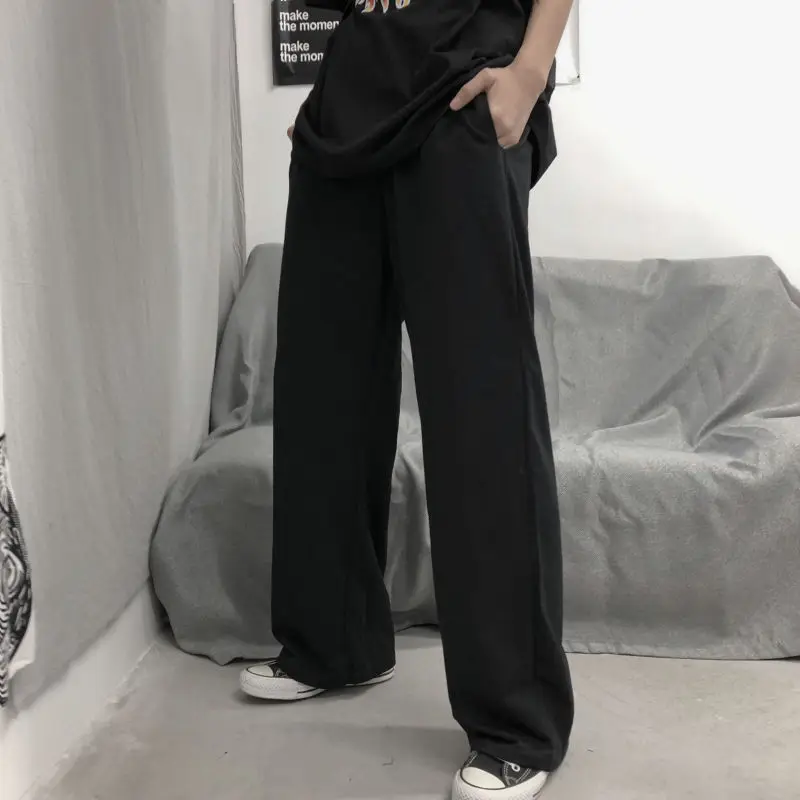 

Spring Casual Pants Men's Fashion Solid Color Drawstring Joggers Pants Men Streetwear Wild Hip Hop Loose Straight Trousers Mens