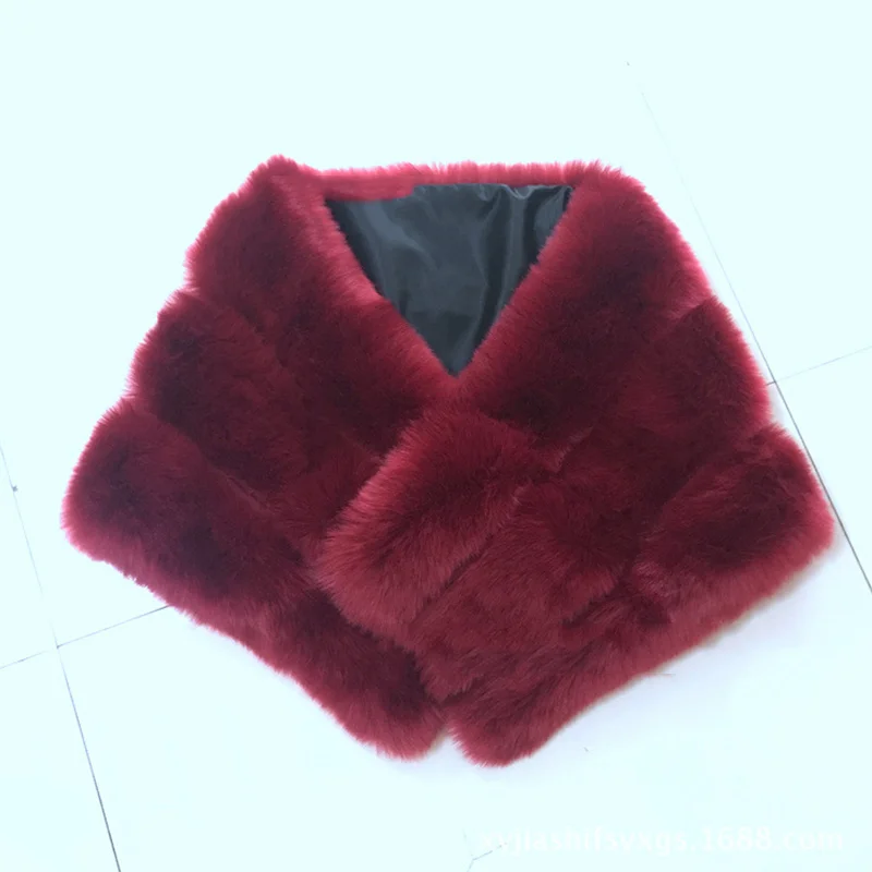 Winter New Fox Fur Shawl Waistcoat Cape Women Pocket Fur Bridal Shawl Party Wedding Shoulder Cover Stoles Adult Faux Fur Wraps