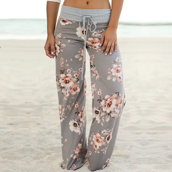

Women Wide-leg Pants Printed Trouser 2019 Autumn Spring Casual Mama Trouser Joggers Sweat Pants