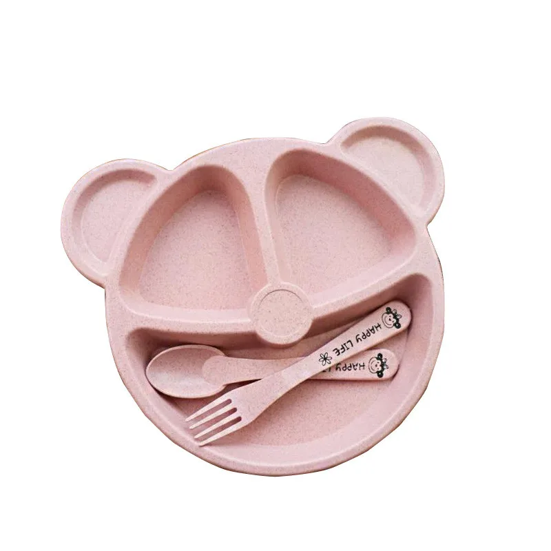 Baby Feeding Spoon Silicone Dinner Plate Baby Talheres Fork Colher Feeding Free Kids From Animated Practice Cartoons Baby Eat Dishes Anti-Hot Dining Plate Children Plate for baby feeding spoon,silicone dinner plate