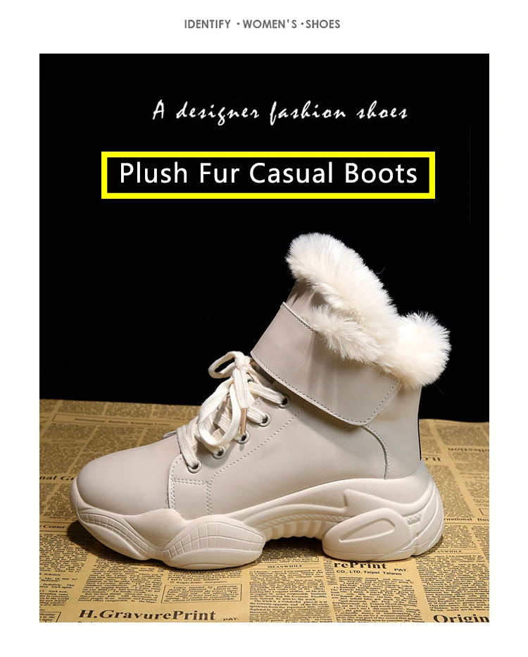 Dumoo/кожаные зимние ботинки; женские зимние ботинки; теплые плюшевые повседневные женские ботильоны на меху; женская обувь на платформе с не сужающимся книзу массивным каблуком 5,5 см
