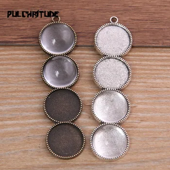 

6pcs New product 15mm*4 Inner Size Two Color Metal Alloy Simple Round Cabochon Pendant Setting Jewelry Findings